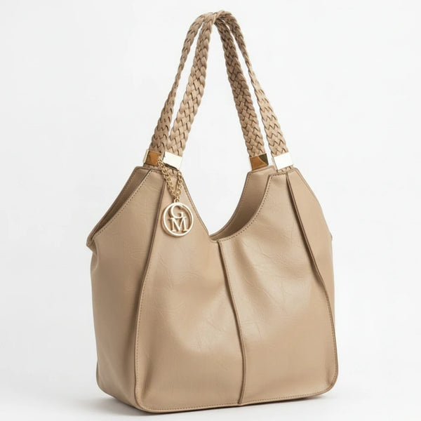 Giuseppina - Borsa donna hobo sacco a spalla manici intrecciati grande capiente