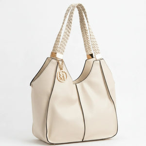 Giuseppina - Borsa donna hobo sacco a spalla manici intrecciati grande capiente