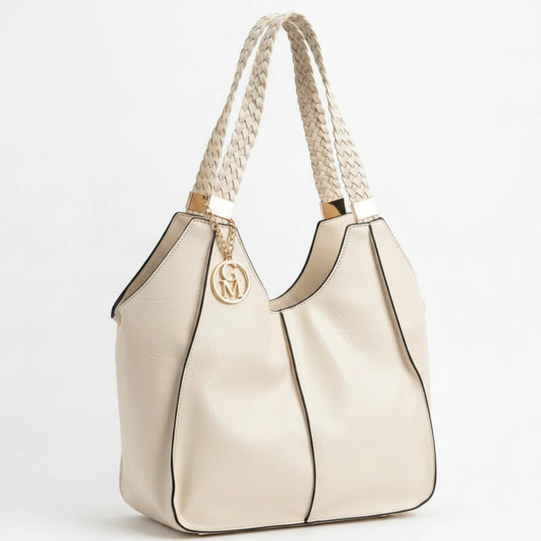 Giuseppina - Borsa donna hobo sacco a spalla manici intrecciati grande capiente