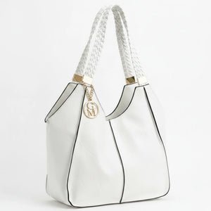 Giuseppina - Borsa donna hobo sacco a spalla manici intrecciati grande capiente
