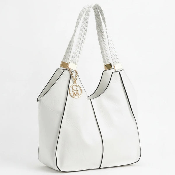 Giuseppina - Borsa donna hobo sacco a spalla manici intrecciati grande capiente