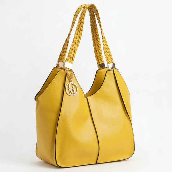 Giuseppina - Borsa donna hobo sacco a spalla manici intrecciati grande capiente