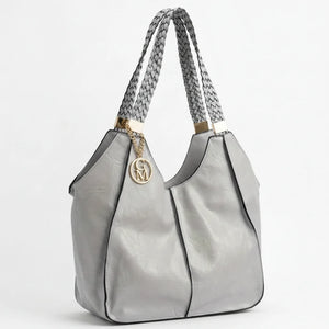 Giuseppina - Borsa donna hobo sacco a spalla manici intrecciati grande capiente