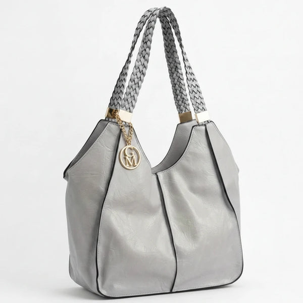 Giuseppina - Borsa donna hobo sacco a spalla manici intrecciati grande capiente