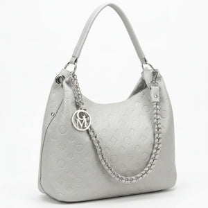 Carioca - Borsa donna hobo sacco a spalla manico catena logato pelle pressata grande capiente