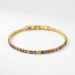 Bracciale Tennis Unisex in Acciaio Inossidabile Zirconi 4mm colore oro giallo e argento