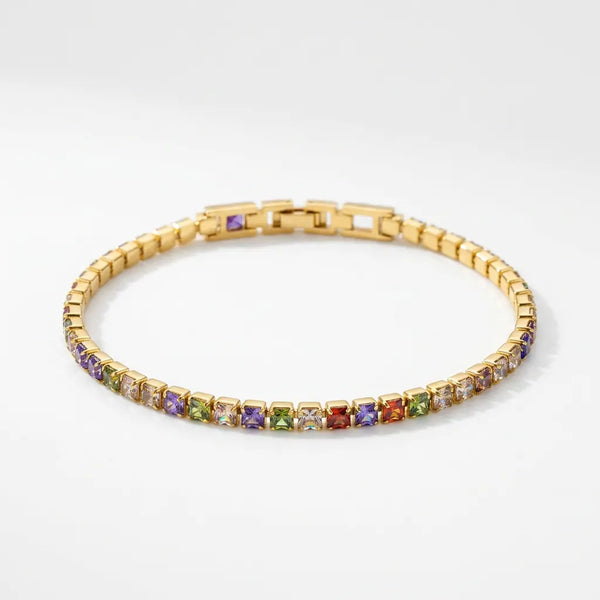 Bracciale Tennis Unisex in Acciaio Inossidabile Zirconi 4mm colore oro giallo e argento