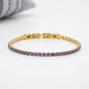 Bracciale Tennis Unisex in Acciaio Inossidabile Zirconi 4mm colore oro giallo e argento