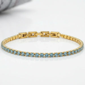 Bracciale Tennis Unisex in Acciaio Inossidabile Zirconi 4mm colore oro giallo e argento