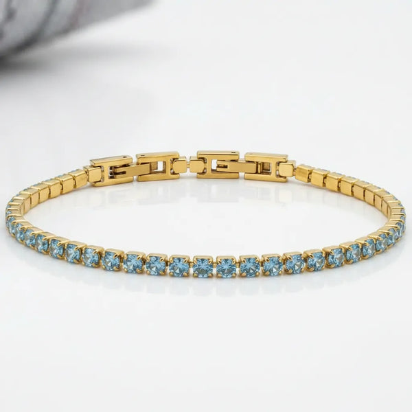 Bracciale Tennis Unisex in Acciaio Inossidabile Zirconi 4mm colore oro giallo e argento