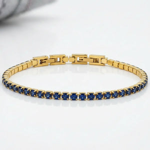 Bracciale Tennis Unisex in Acciaio Inossidabile Zirconi 4mm colore oro giallo e argento