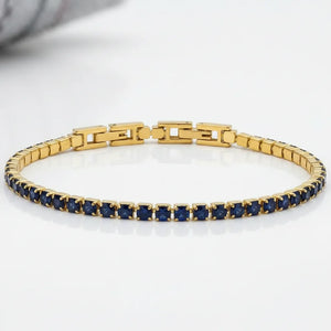 Bracciale Tennis Unisex in Acciaio Inossidabile Zirconi 4mm colore oro giallo e argento