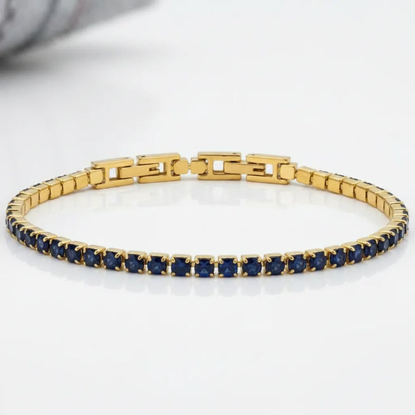 Bracciale Tennis Unisex in Acciaio Inossidabile Zirconi 4mm colore oro giallo e argento