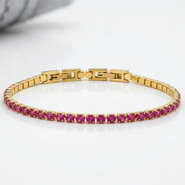 Bracciale Tennis Unisex in Acciaio Inossidabile Zirconi 4mm colore oro giallo e argento