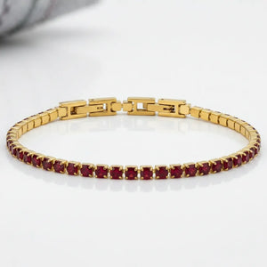Bracciale Tennis Unisex in Acciaio Inossidabile Zirconi 4mm colore oro giallo e argento