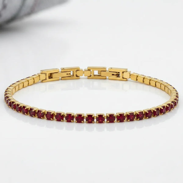 Bracciale Tennis Unisex in Acciaio Inossidabile Zirconi 4mm colore oro giallo e argento