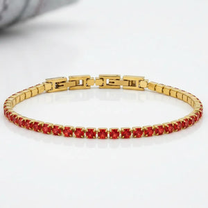 Bracciale Tennis Unisex in Acciaio Inossidabile Zirconi 4mm colore oro giallo e argento