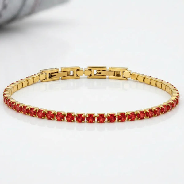 Bracciale Tennis Unisex in Acciaio Inossidabile Zirconi 4mm colore oro giallo e argento