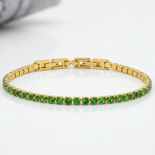 Bracciale Tennis Unisex in Acciaio Inossidabile Zirconi 4mm colore oro giallo e argento