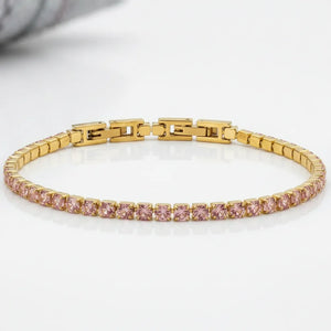 Bracciale Tennis Unisex in Acciaio Inossidabile Zirconi 4mm colore oro giallo e argento