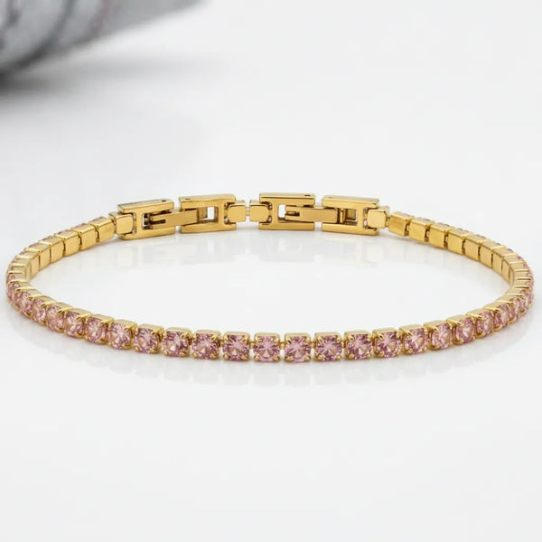 Bracciale Tennis Unisex in Acciaio Inossidabile Zirconi 4mm colore oro giallo e argento