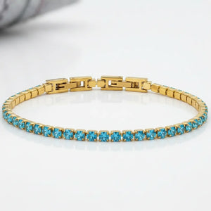 Bracciale Tennis Unisex in Acciaio Inossidabile Zirconi 4mm colore oro giallo e argento