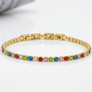 Bracciale Tennis Unisex in Acciaio Inossidabile Zirconi 4mm colore oro giallo e argento