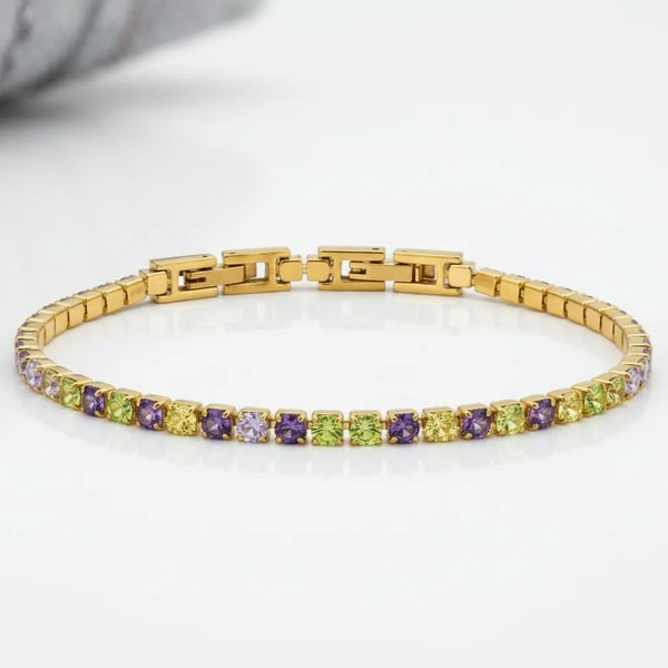 Bracciale Tennis Unisex in Acciaio Inossidabile Zirconi 4mm colore oro giallo e argento