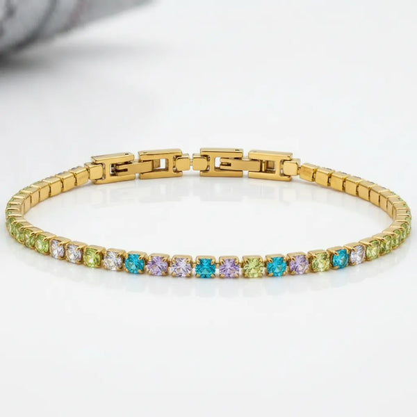 Bracciale Tennis Unisex in Acciaio Inossidabile Zirconi 4mm colore oro giallo e argento