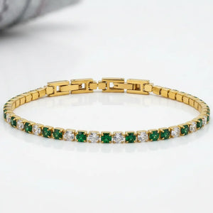Bracciale Tennis Unisex in Acciaio Inossidabile Zirconi 4mm colore oro giallo e argento