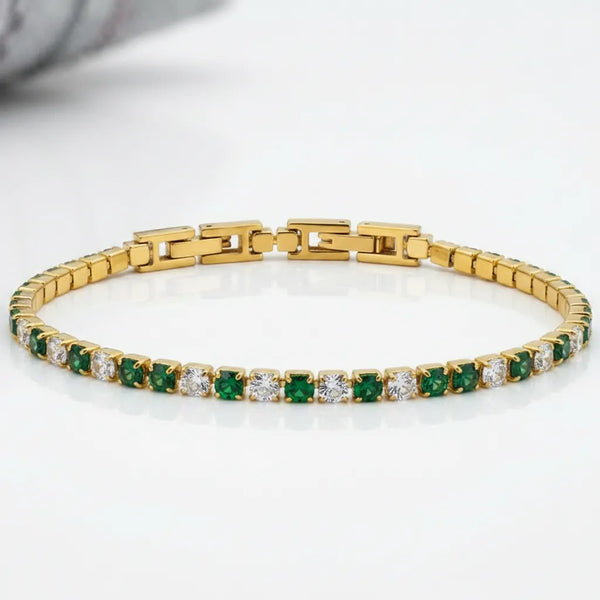 Bracciale Tennis Unisex in Acciaio Inossidabile Zirconi 4mm colore oro giallo e argento