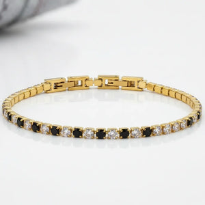 Bracciale Tennis Unisex in Acciaio Inossidabile Zirconi 4mm colore oro giallo e argento