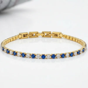 Bracciale Tennis Unisex in Acciaio Inossidabile Zirconi 4mm colore oro giallo e argento