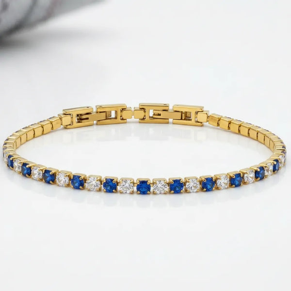 Bracciale Tennis Unisex in Acciaio Inossidabile Zirconi 4mm colore oro giallo e argento