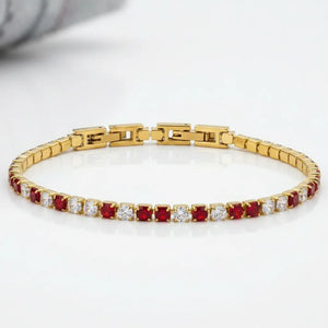 Bracciale Tennis Unisex in Acciaio Inossidabile Zirconi 4mm colore oro giallo e argento