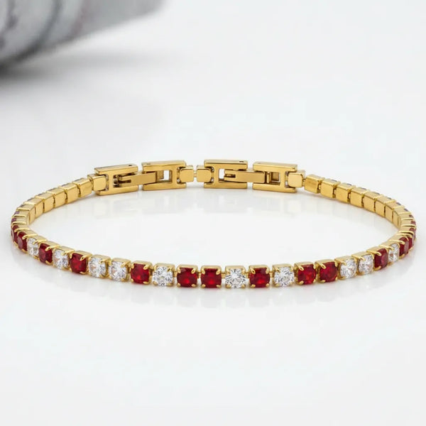 Bracciale Tennis Unisex in Acciaio Inossidabile Zirconi 4mm colore oro giallo e argento
