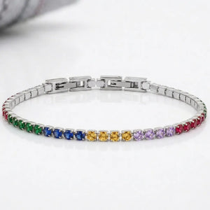 Bracciale Tennis Unisex in Acciaio Inossidabile Zirconi 4mm colore oro giallo e argento