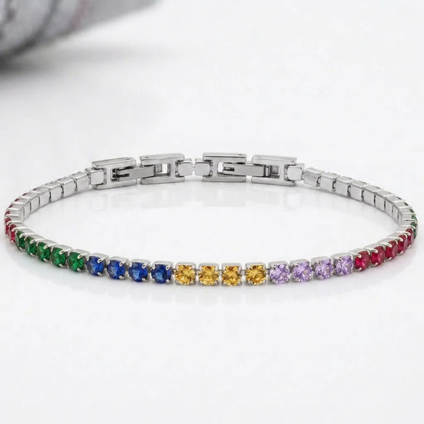 Bracciale Tennis Unisex in Acciaio Inossidabile Zirconi 4mm colore oro giallo e argento