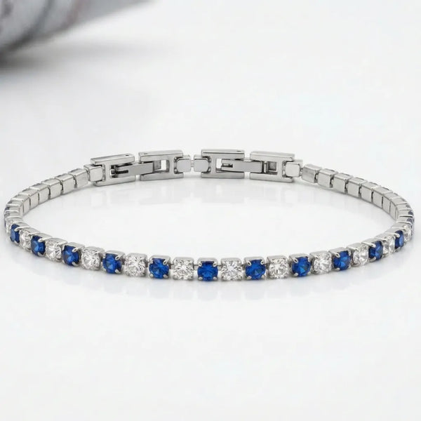 Bracciale Tennis Unisex in Acciaio Inossidabile Zirconi 4mm colore oro giallo e argento