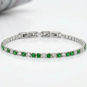 Bracciale Tennis Unisex in Acciaio Inossidabile Zirconi 4mm colore oro giallo e argento