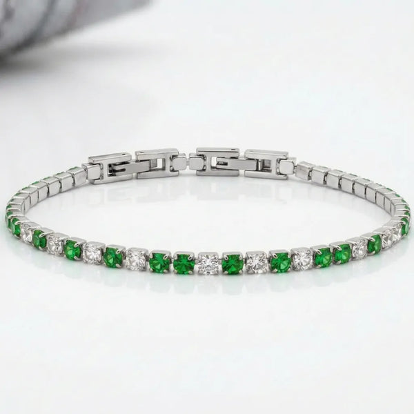 Bracciale Tennis Unisex in Acciaio Inossidabile Zirconi 4mm colore oro giallo e argento