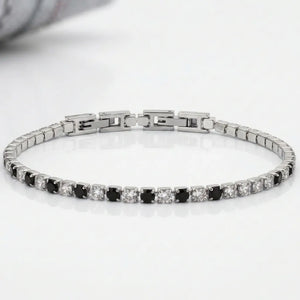 Bracciale Tennis Unisex in Acciaio Inossidabile Zirconi 4mm colore oro giallo e argento