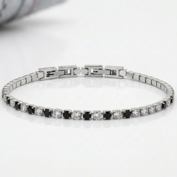 Bracciale Tennis Unisex in Acciaio Inossidabile Zirconi 4mm colore oro giallo e argento