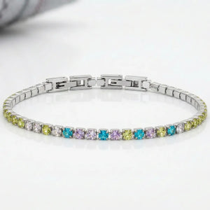 Bracciale Tennis Unisex in Acciaio Inossidabile Zirconi 4mm colore oro giallo e argento