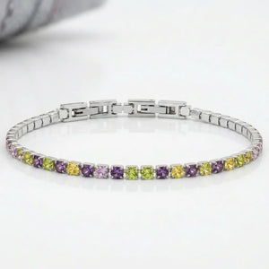 Bracciale Tennis Unisex in Acciaio Inossidabile Zirconi 4mm colore oro giallo e argento