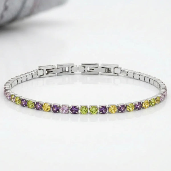 Bracciale Tennis Unisex in Acciaio Inossidabile Zirconi 4mm colore oro giallo e argento