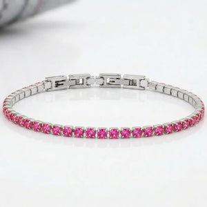 Bracciale Tennis Unisex in Acciaio Inossidabile Zirconi 4mm colore oro giallo e argento