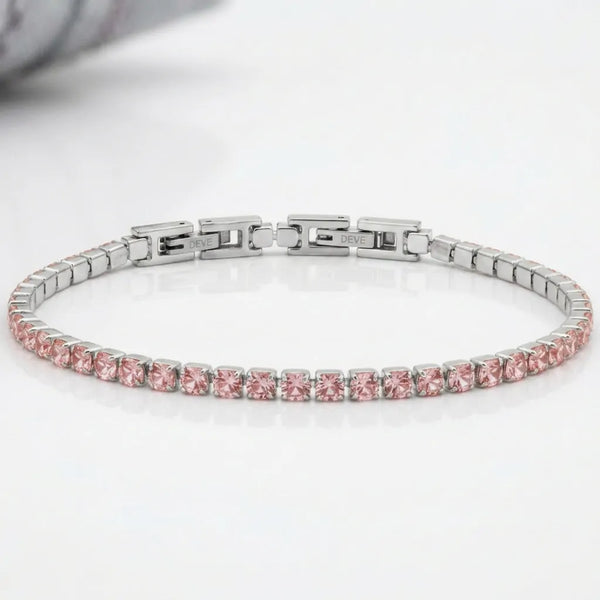 Bracciale Tennis Unisex in Acciaio Inossidabile Zirconi 4mm colore oro giallo e argento