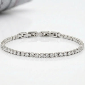 Bracciale Tennis Unisex in Acciaio Inossidabile Zirconi 4mm colore oro giallo e argento