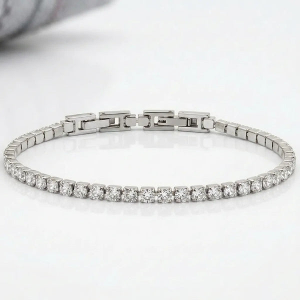 Bracciale Tennis Unisex in Acciaio Inossidabile Zirconi 4mm colore oro giallo e argento
